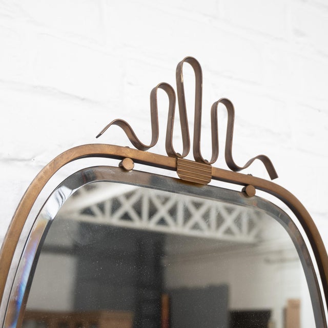 Vintage Italian Brass Mirror, 1950 For Sale - Image 4 of 10