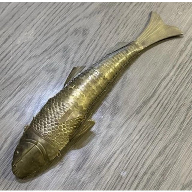 Large Antique Judaica Brass Articulated Fish Besamim Spice Box For Sale - Image 10 of 12