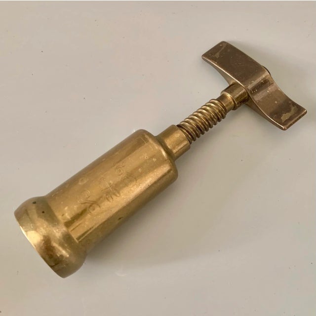 Mid Century Italian Solid Brass Closed Barrel Corkscrew For Sale - Image 9 of 9