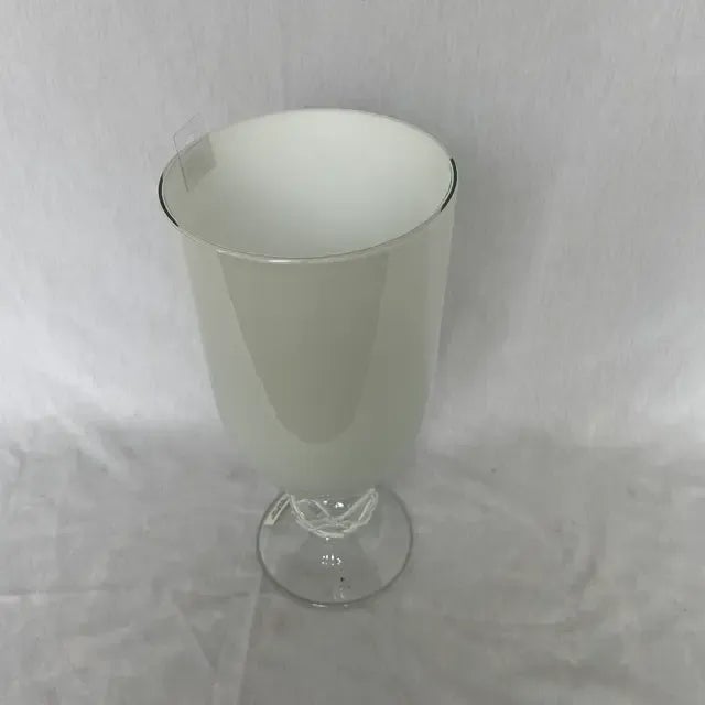 1990s 1990s Italian White Glass Vase Silicon Design on Pedestal For Sale - Image 5 of 10