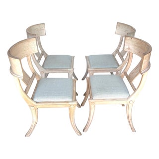Set of Four Neoclassical Grey-White Polychromed Klismos Chairs Late 20th C. For Sale