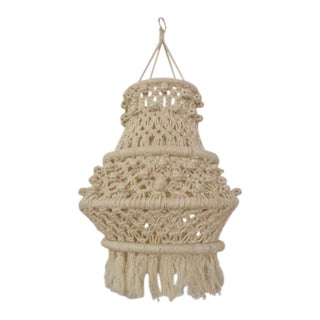 Natural White Macrame Lantern For Sale