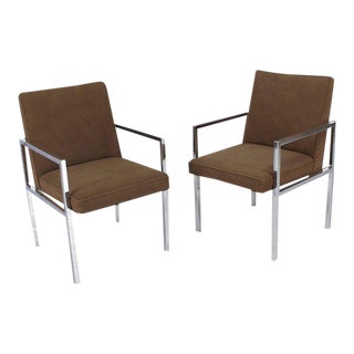 Chrome Mid-Century Modern Dining Chairs With Arm Milo Baughman - Set of 6 For Sale