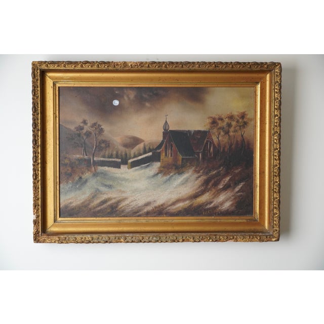 Antique Oil on Canvas “St. Theobalds Chapel” by Edna M. Austin, March 1892 Signed en Verso For Sale - Image 9 of 9