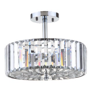 3 Light 13.5-Inch Diameter Ceiling Light - Chrome & Clear For Sale