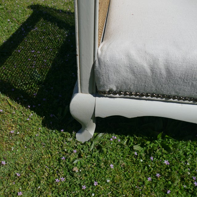 Mid 20th Century French Provincial Style Painted Cane Settee Sofa For Sale In Seattle - Image 6 of 17