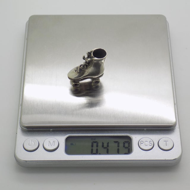 Silver Vintage Italian Handmade Genuine Silver Rare Roller Skate Dollhouse Miniature Figurine For Sale - Image 8 of 9
