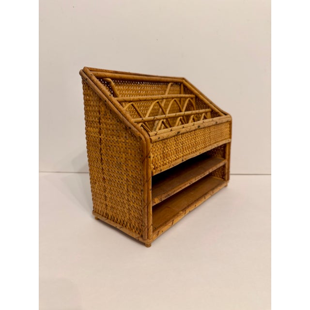 Vintage Bamboo Letter Holder or Desk Organizer. Three compartments on top and two large shelves on bottom. Good condition...