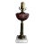 Antique Mulberry Glass and Marble Electricfied Oil Lamp For Sale
