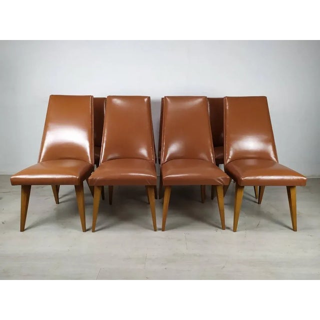 Mid-Century Modern Leatherette Chairs, Set of 8 For Sale - Image 3 of 18