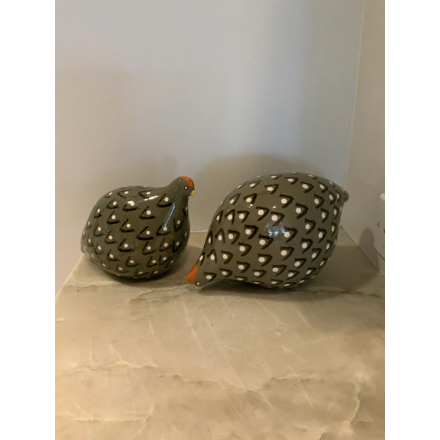 Gray Pair of Grey and White Ceramic Cailles (Quails) by Heidi Caillard, Les Céramiques De Lussan For Sale - Image 8 of 8