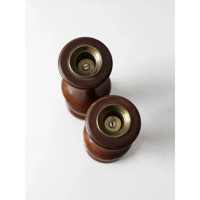 Mid-Century Modern Vintage Wooden Candleholders a Pair For Sale - Image 3 of 10