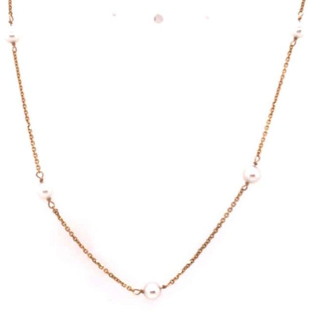 Modern 14 Karat Yellow Gold and Pearl Necklace For Sale - Image 3 of 5
