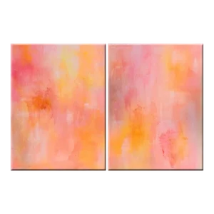 Pink Soul Modern Abstract Diptych Original Canvas Art Set