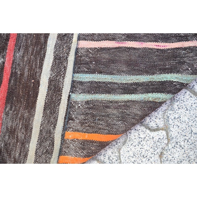 1960s Turkish Handmade Stripe Kilim Runner Rug For Sale - Image 4 of 11