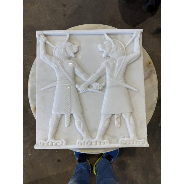 Hand-Carved White Marble Relief Panel For Sale - Image 6 of 6