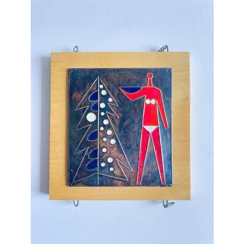 Vintage Three-Panel Enamel Figurative Wall Art For Sale - Image 5 of 8