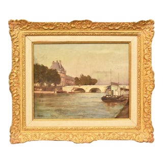 P. Sain, Pont Neuf in Paris, Oil on Canvas, 19th Century For Sale