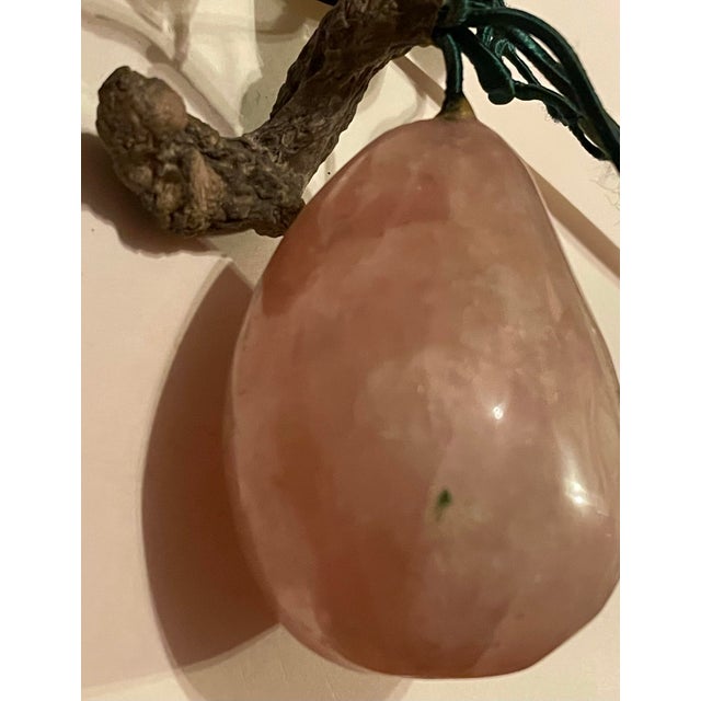 Asian Asian Carved Rose Quartz Decorative Hard Stone Fruit Pear Shaped For Sale - Image 3 of 10
