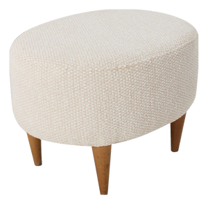 Cream Footstool with Wooden Legs, Italy, 1960
