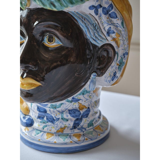 Rare and striking Dolce & Gabbana Moor's head handmade and painted in Sicily, circa 1996. Used as a cache pot/planter,...