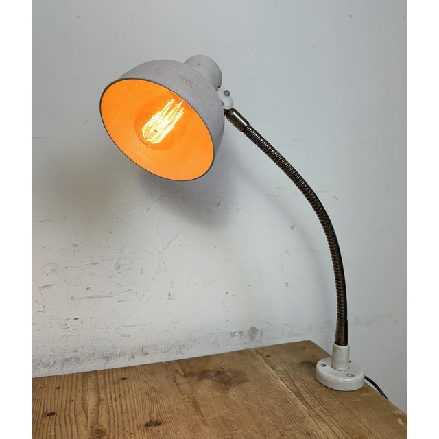 Industrial Grey Workshop Gooseneck Table Lamp, 1960s For Sale - Image 18 of 18