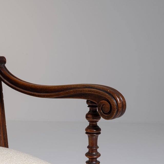 19th Century 19th Century United Kingdom Rich Walnut Brown Lyre-Back Side Chair For Sale - Image 5 of 11