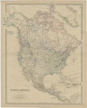 Antique Map of North America by Johnston, 1882