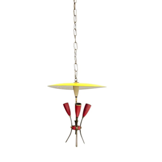 Sputnik 3-Arm Chandelier in the style of Stilnovo, 1950s For Sale - Image 10 of 11