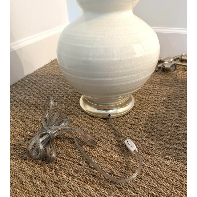 2010s Pair Christopher Spitzmiller Large Aurora Lamps W Card Shades For Sale - Image 5 of 11