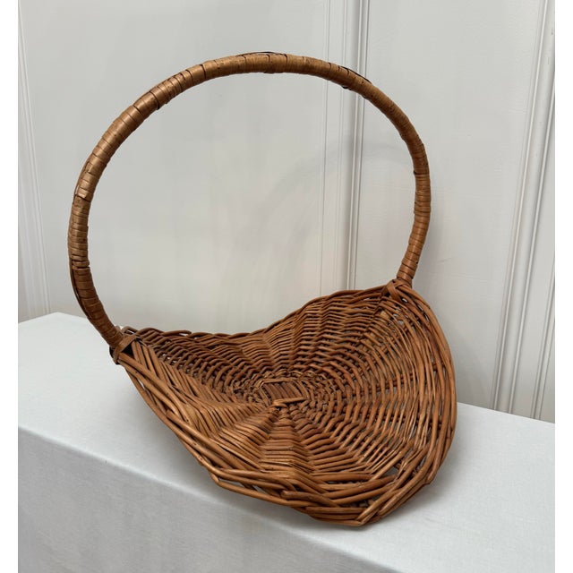 Monumental Vintage French Country Wicker Flower Gathering Basket For Sale - Image 4 of 12
