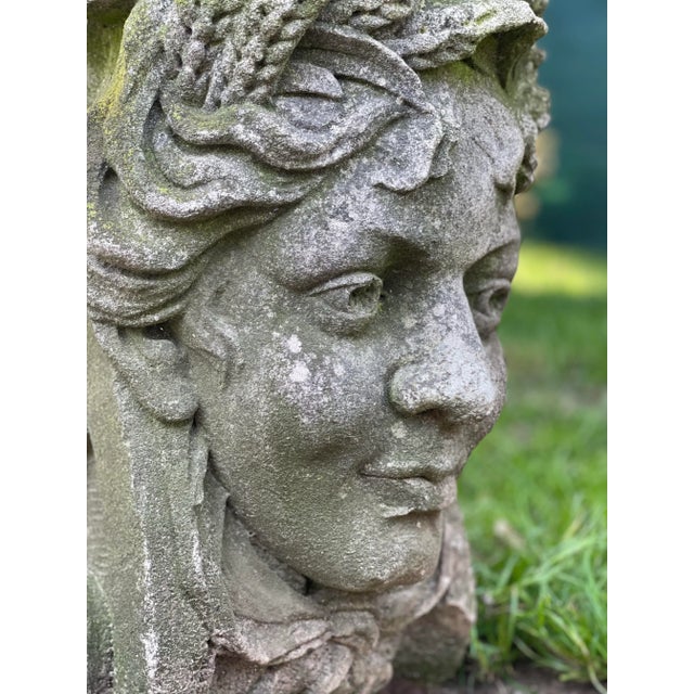 Antique Hand Carved French Sandstone Sculpture of Summer Goddess For Sale - Image 4 of 7