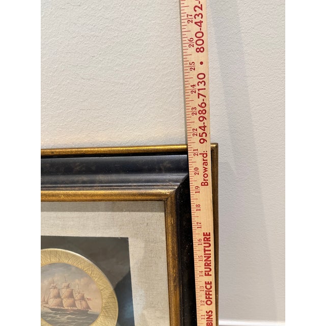 Royal Blue 1990s Collector Plates of Clipper Ships in Heavy Frame With Glass, Each in a Shadowbox For Sale - Image 8 of 9