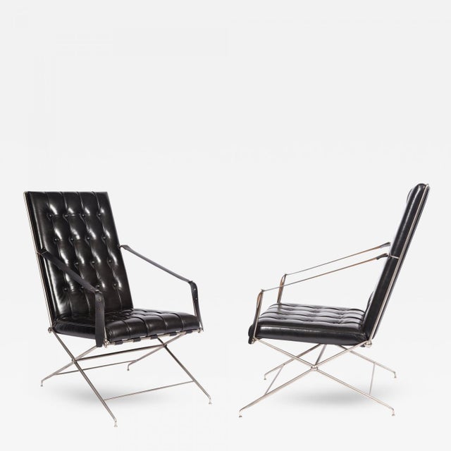 Mid-Century Modern Rare Pair of Napoleonic Campaign Chairs John Vesey For Sale - Image 3 of 10