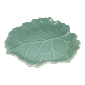 Vintage Catalina Usa Pottery Platter Bowl Dish Celedon and Gray Leaf 10" Mid Century