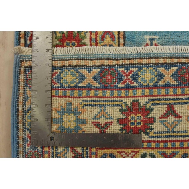 Kazak Runner 2’9” X 6’6” Blue Wool Tribal Hand-Knotted Oriental Rug For Sale - Image 11 of 11