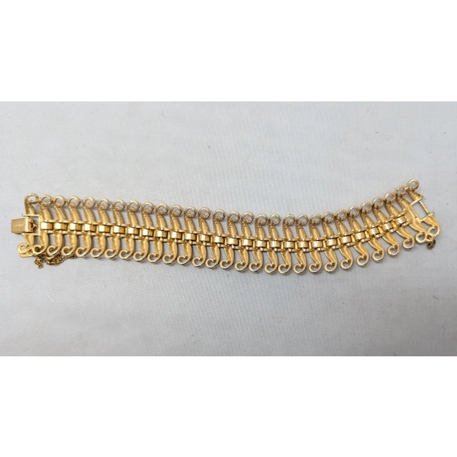 Gold Vintage 1960s Signed Monet Goldtone Articulated Bracelet For Sale - Image 8 of 11