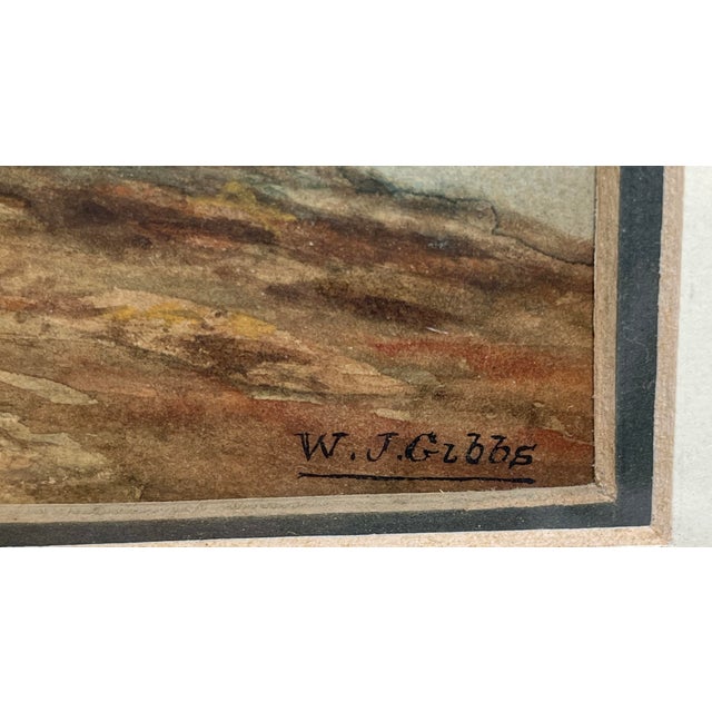 Antique Coastal Landscape Watercolor Painting Signed by W J Gibbs - Circa 1901. Gorgeous serene coastal scene in earthy...