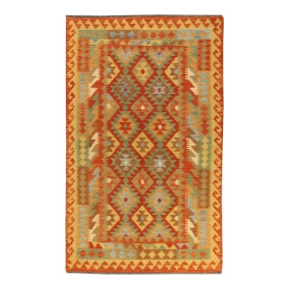 Modern Geometric Kilim, 4'4" X 6'11" For Sale