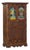 Antique Indian Carved Teakwood, Marquetry, and Painted on Glass Panels Armoire For Sale