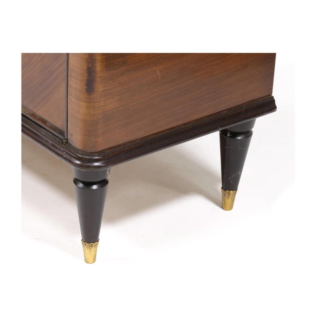 Wood 1950s Manner of Paolo Buffa, Pair of Mahogany and Glass Side Cabinets For Sale - Image 7 of 8