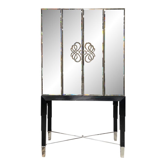 Marge Carson Glamorous Bar With Mirrored Doors Chairish