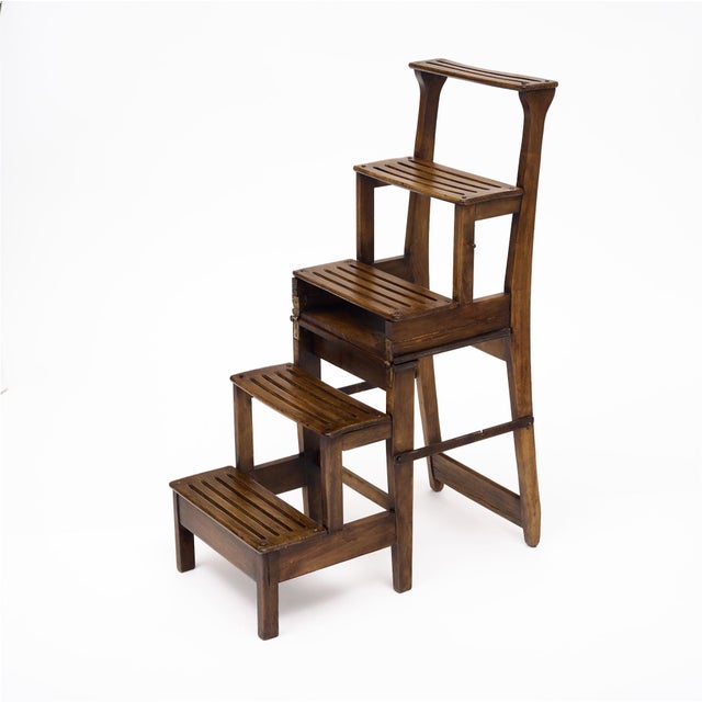 Antique, French Foldable Steps/Chair, Wooden For Sale In Austin - Image 6 of 9