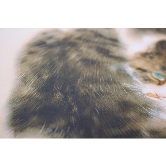 "Cat", Heisei Era Japanese Silk Painting For Sale - Image 10 of 15