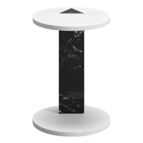 Modern Side Table S in White and Black Marble, Designer Lorenzo Zaccarin For Sale