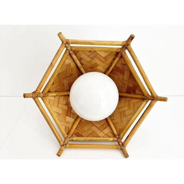 Gabriella Crespi Midcentury Bamboo Pendant Light For Sale - Image 4 of 8