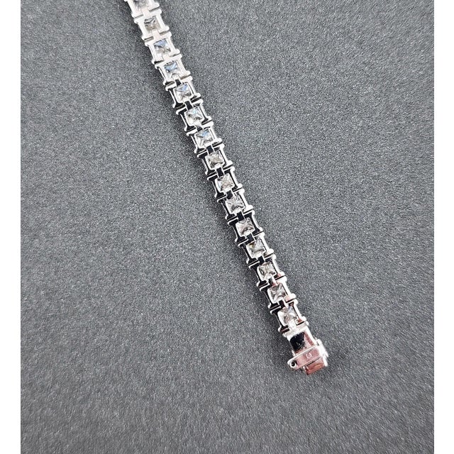 10.11 Ct Princess Cut Diamond Tennis Bracelet For Sale In Chicago - Image 6 of 8