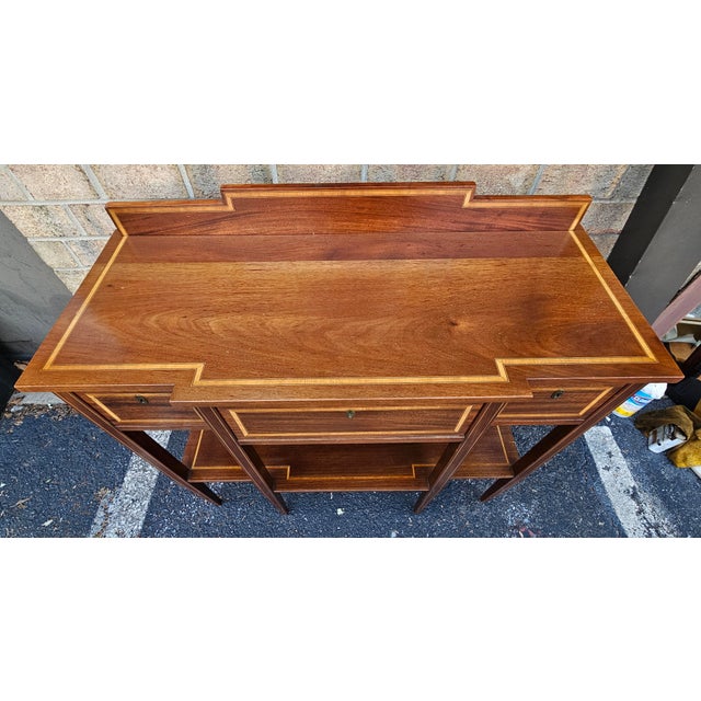 Mid 20th Century George III Style Satinwood Inlaid Mahogany Serving Table For Sale - Image 5 of 11