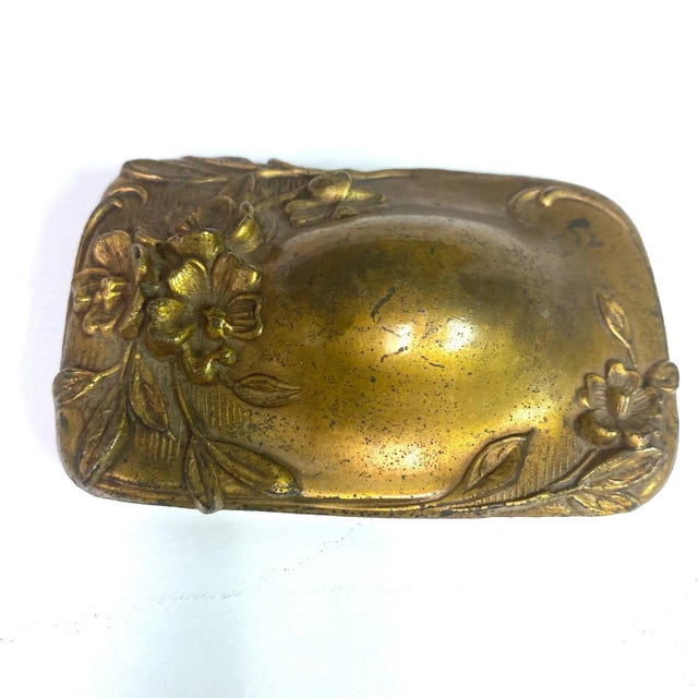 Metal Vintage Art Nuevo Glass and Metal Vanity Box For Sale - Image 7 of 9