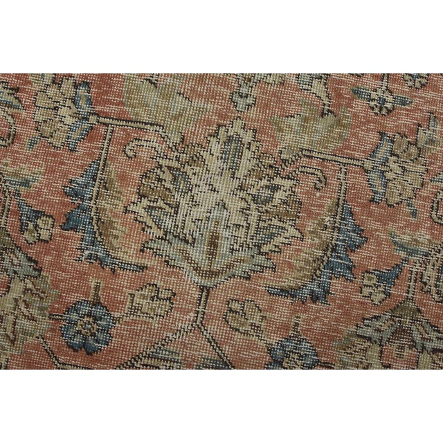 1980s Tabriz Rug 8’8” X 11’7” Pink Wool Vintage Distressed Hand-Knotted Carpet For Sale - Image 5 of 15
